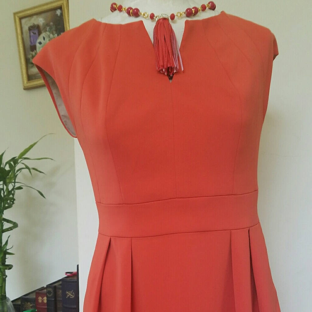 Knee length organza orange dress